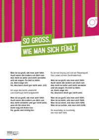 Lied - So groß, wie man sich fühlt Screen vom Liedtext "So groß, wie man sich fühlt"