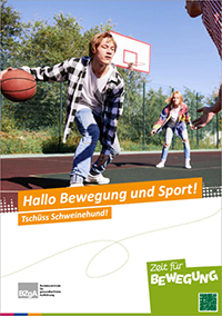 Titelbild Flyer „Hallo Bewegung und Sport! Tschüss, Schweinehund!“ 