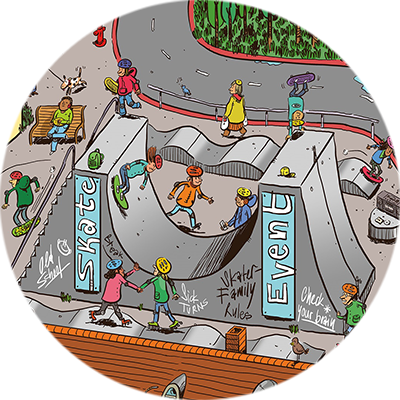 Detailansicht Skatepark auf Wimmelbild Detailansicht Skatepark auf Wimmelbild