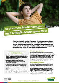 Titelbild der Broschüre "Achtsamer Medienkonsum und Selbstfürsorge" Titelbild der Broschüre "Achtsamer Medienkonsum und Selbstfürsorge"